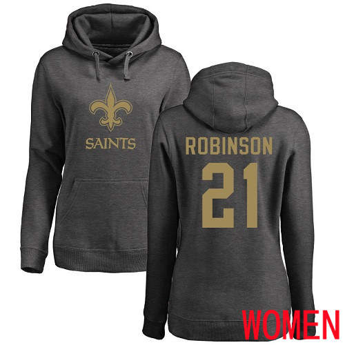 New Orleans Saints Ash Women Patrick Robinson One Color NFL Football 21 Pullover Hoodie Sweatshirts